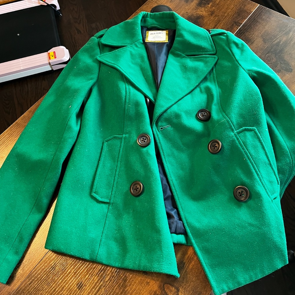 Old Navy Green Trench Coat Size M